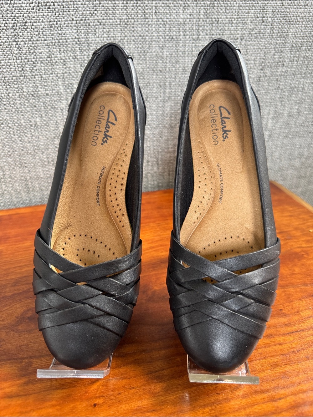 Clarks Collection Women's Black Woven Ballet Flats Size 5.5 Ultimate Comfort